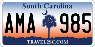 SC license plate AMA985