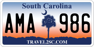 SC license plate AMA986