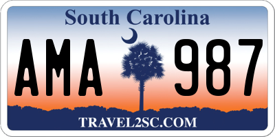 SC license plate AMA987