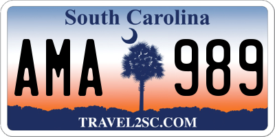 SC license plate AMA989