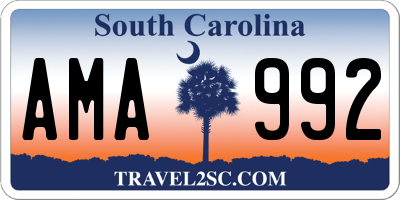 SC license plate AMA992