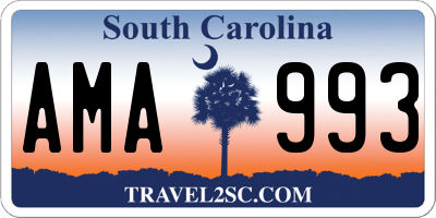 SC license plate AMA993