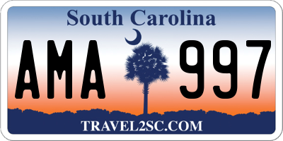 SC license plate AMA997