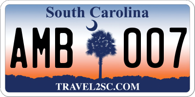 SC license plate AMB007