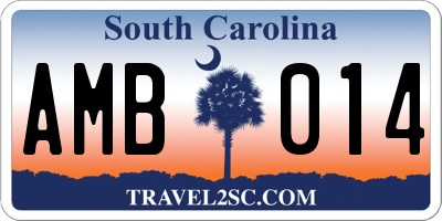 SC license plate AMB014