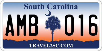 SC license plate AMB016