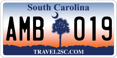 SC license plate AMB019