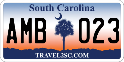 SC license plate AMB023