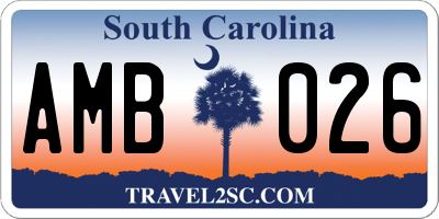 SC license plate AMB026