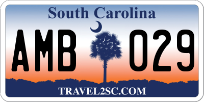 SC license plate AMB029