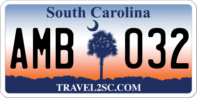SC license plate AMB032