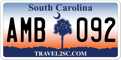 SC license plate AMB092