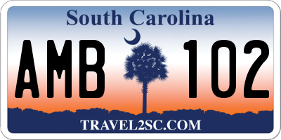 SC license plate AMB102