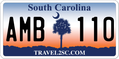 SC license plate AMB110