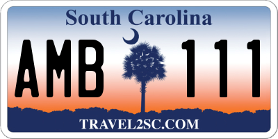 SC license plate AMB111