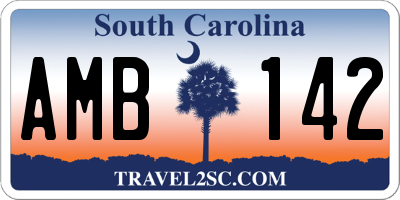 SC license plate AMB142