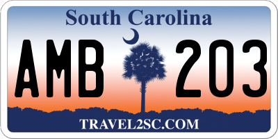 SC license plate AMB203