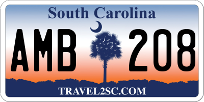 SC license plate AMB208