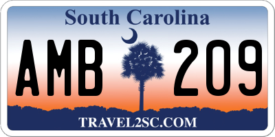 SC license plate AMB209