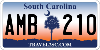 SC license plate AMB210