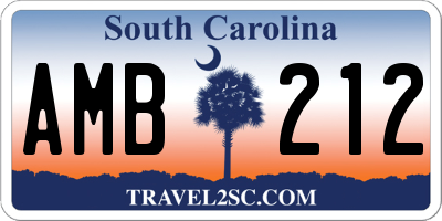 SC license plate AMB212