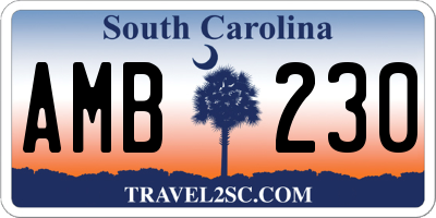 SC license plate AMB230