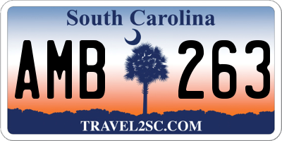 SC license plate AMB263