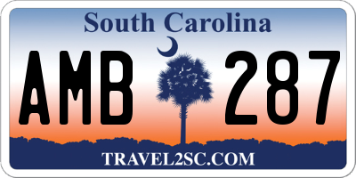 SC license plate AMB287