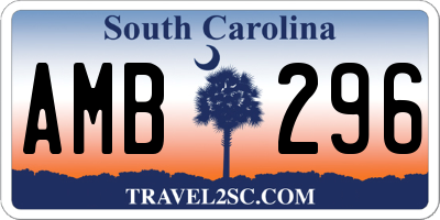 SC license plate AMB296