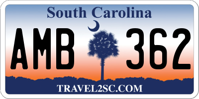 SC license plate AMB362