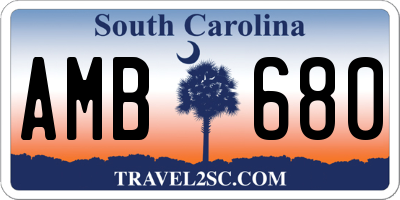 SC license plate AMB680