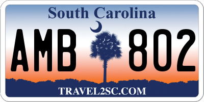 SC license plate AMB802