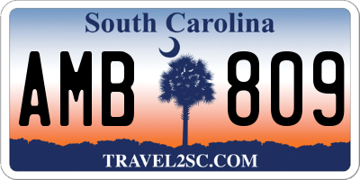 SC license plate AMB809