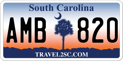 SC license plate AMB820