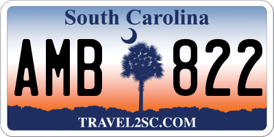 SC license plate AMB822