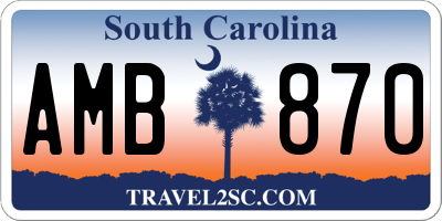 SC license plate AMB870
