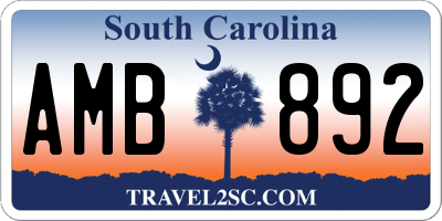 SC license plate AMB892