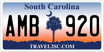 SC license plate AMB920