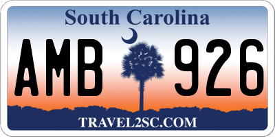 SC license plate AMB926