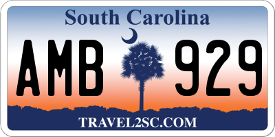 SC license plate AMB929