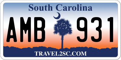 SC license plate AMB931