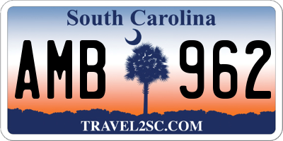 SC license plate AMB962