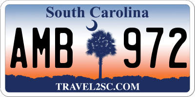 SC license plate AMB972