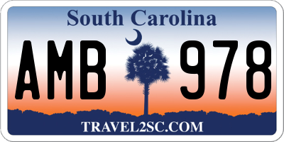 SC license plate AMB978