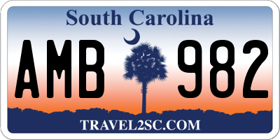 SC license plate AMB982