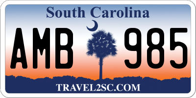 SC license plate AMB985