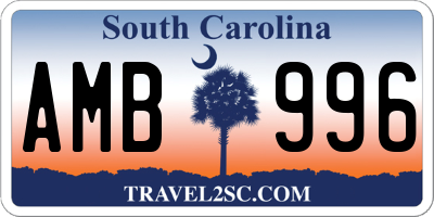 SC license plate AMB996