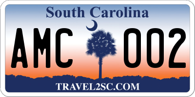 SC license plate AMC002