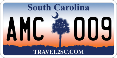 SC license plate AMC009