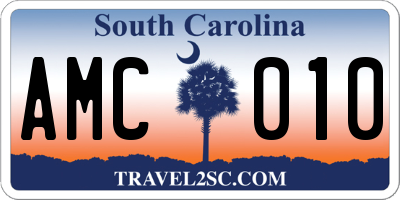 SC license plate AMC010